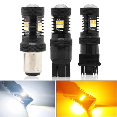 Dubbele LEIDENE van de Kleuren van de Witte Gele 12V Achtbaan Lichten 1157 3157 7443 3030 16SMD Remrichtingaanwijzer