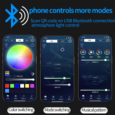 DC5V-12V RGB LED Auto Interieur Decoratie Atmosfeer Licht Acryl APP Control Verborgen stijl
