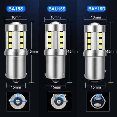 Universele witte LED-auto-draailichten1156 1157 3030 15SMD LED-lamp Wit geel Canbus kentekenplaat Interieur Led