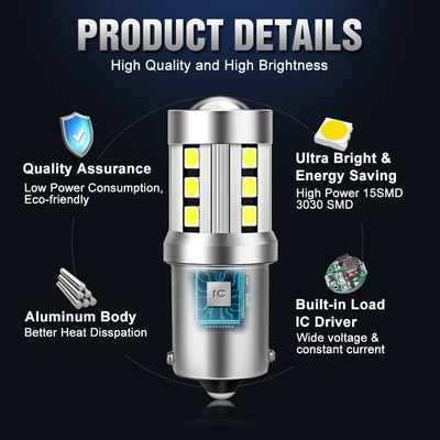 Universele witte LED-auto-draailichten1156 1157 3030 15SMD LED-lamp Wit geel Canbus kentekenplaat Interieur Led