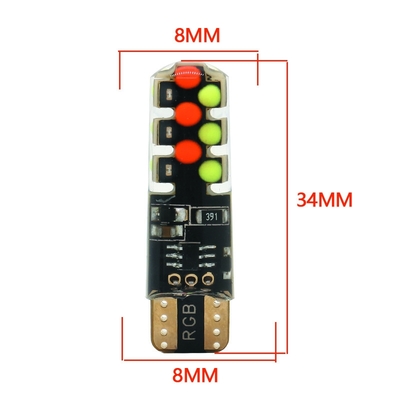 Helderheid Nieuw type auto Interieur led gloeilamp T10 5050 6SMD RGB kleur Met RGB Met afstandsbediening strobe knipperlichten