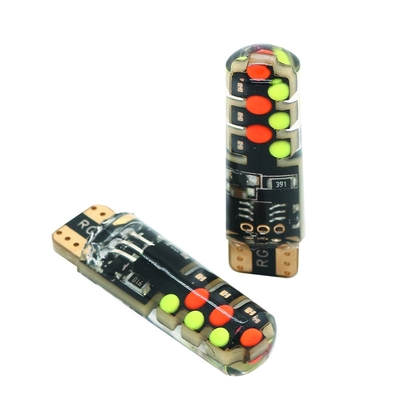 Helderheid Nieuw type auto Interieur led gloeilamp T10 5050 6SMD RGB kleur Met RGB Met afstandsbediening strobe knipperlichten
