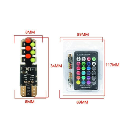 Helderheid Nieuw type auto Interieur led gloeilamp T10 5050 6SMD RGB kleur Met RGB Met afstandsbediening strobe knipperlichten