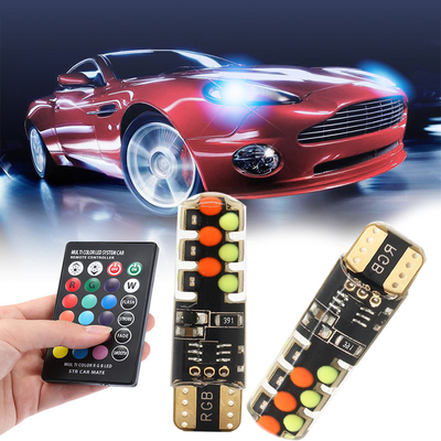 Helderheid Nieuw type auto Interieur led gloeilamp T10 5050 6SMD RGB kleur Met RGB Met afstandsbediening strobe knipperlichten