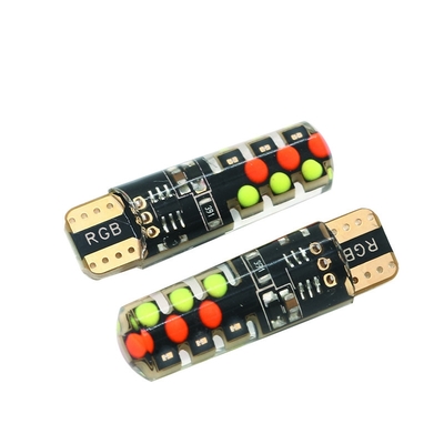 Helderheid Nieuw type auto Interieur led gloeilamp T10 5050 6SMD RGB kleur Met RGB Met afstandsbediening strobe knipperlichten