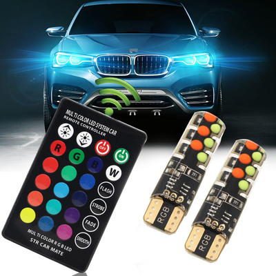 Helderheid Nieuw type auto Interieur led gloeilamp T10 5050 6SMD RGB kleur Met RGB Met afstandsbediening strobe knipperlichten