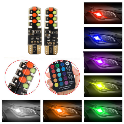 Helderheid Nieuw type auto Interieur led gloeilamp T10 5050 6SMD RGB kleur Met RGB Met afstandsbediening strobe knipperlichten