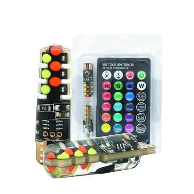 Helderheid Nieuw type auto Interieur led gloeilamp T10 5050 6SMD RGB kleur Met RGB Met afstandsbediening strobe knipperlichten