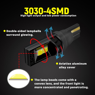 360 graden LED-lampen T10 194 168 147 W5W 3030 Auto LED-lampen voor het interieur