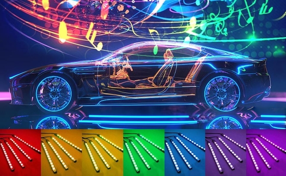 4 PCs 48 leidden Binnenlandse de Atmosfeerlichten IP65 van de Strookauto met USB-poortapp Controle