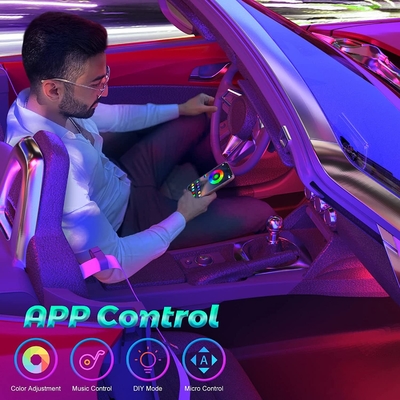 4 PCs 48 leidden Binnenlandse de Atmosfeerlichten IP65 van de Strookauto met USB-poortapp Controle